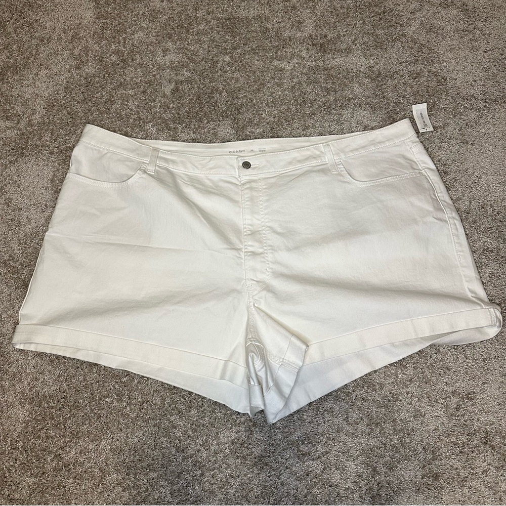 High Waist White 3" Jean Shorts, Size 30